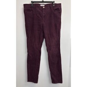 Ann Taylor LOFT Pants Womens 16/33 Burgundy Corduroy High Rise Skinny Leg Casual